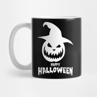 Happy Halloween With White Scary Pumpkin Mug